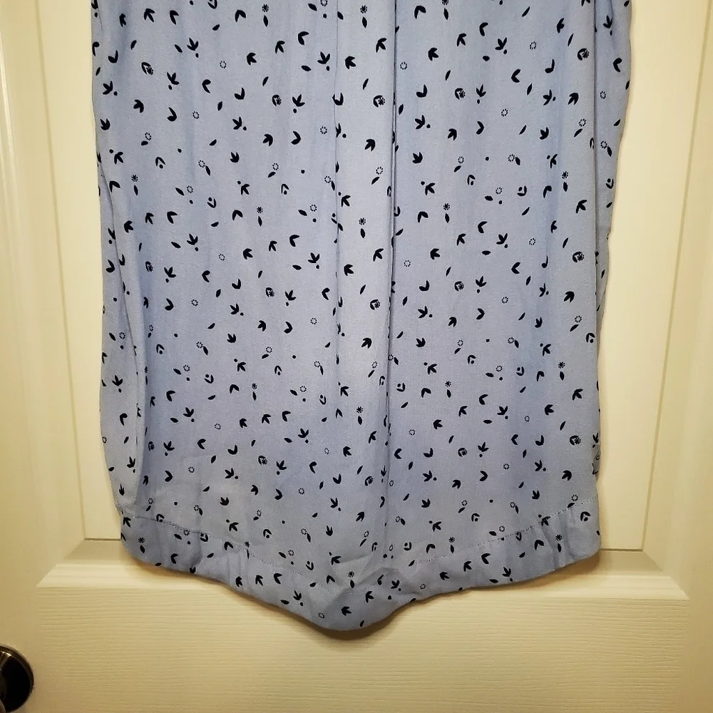 Free People Blue Abstract Floral Print Tie Front Blouse Size Medium